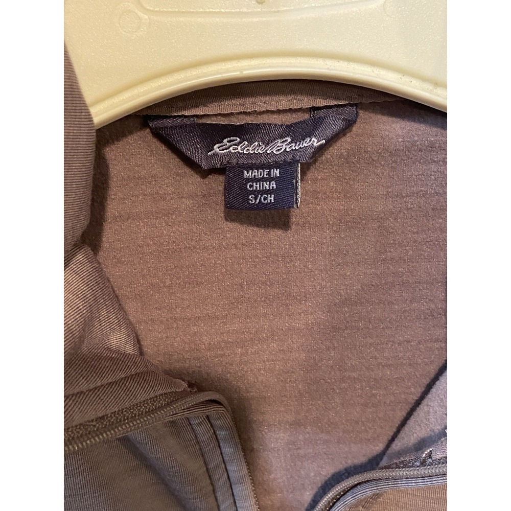 Eddie Bauer 1/2 Zip Shirt Women's S Beige Pullover Mock Neck Thumb holes - Picture 7 of 10